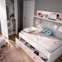 Cameretta|Camera Da Letto > Dmora Letto per bambini 195x97cm bianco e rosa - Aikiko Rosa, Bianco