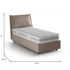 Letto 1 piazza con contenitore tortora 95x205cm chic - Aren