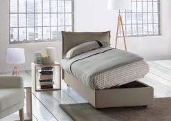Letto 1 piazza con contenitore tortora 95x205cm chic - Aren