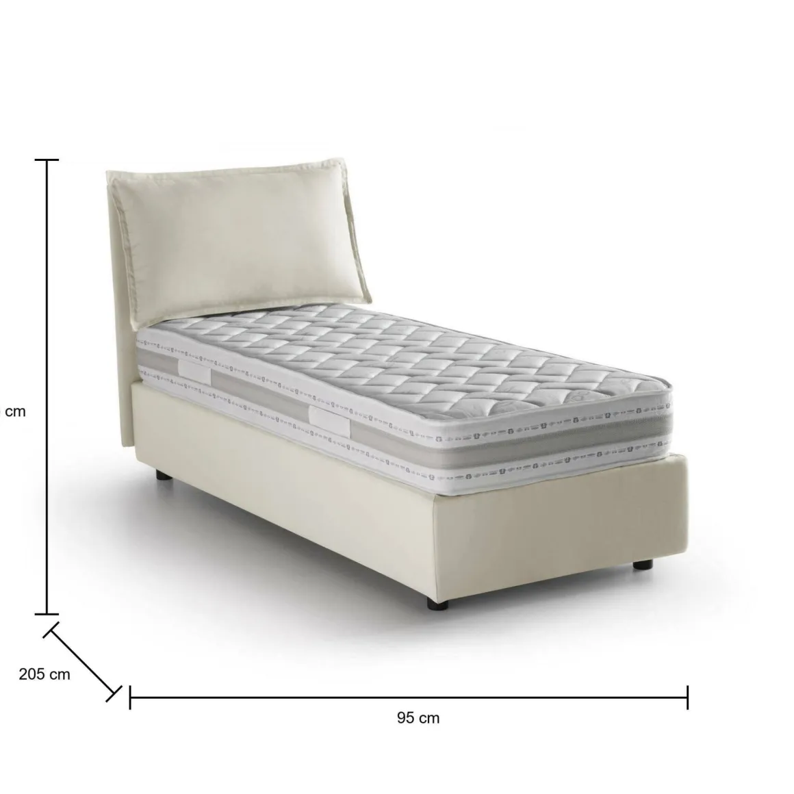 Letto 1 piazza contenitore beige 95x205cm elegante - Armaduk