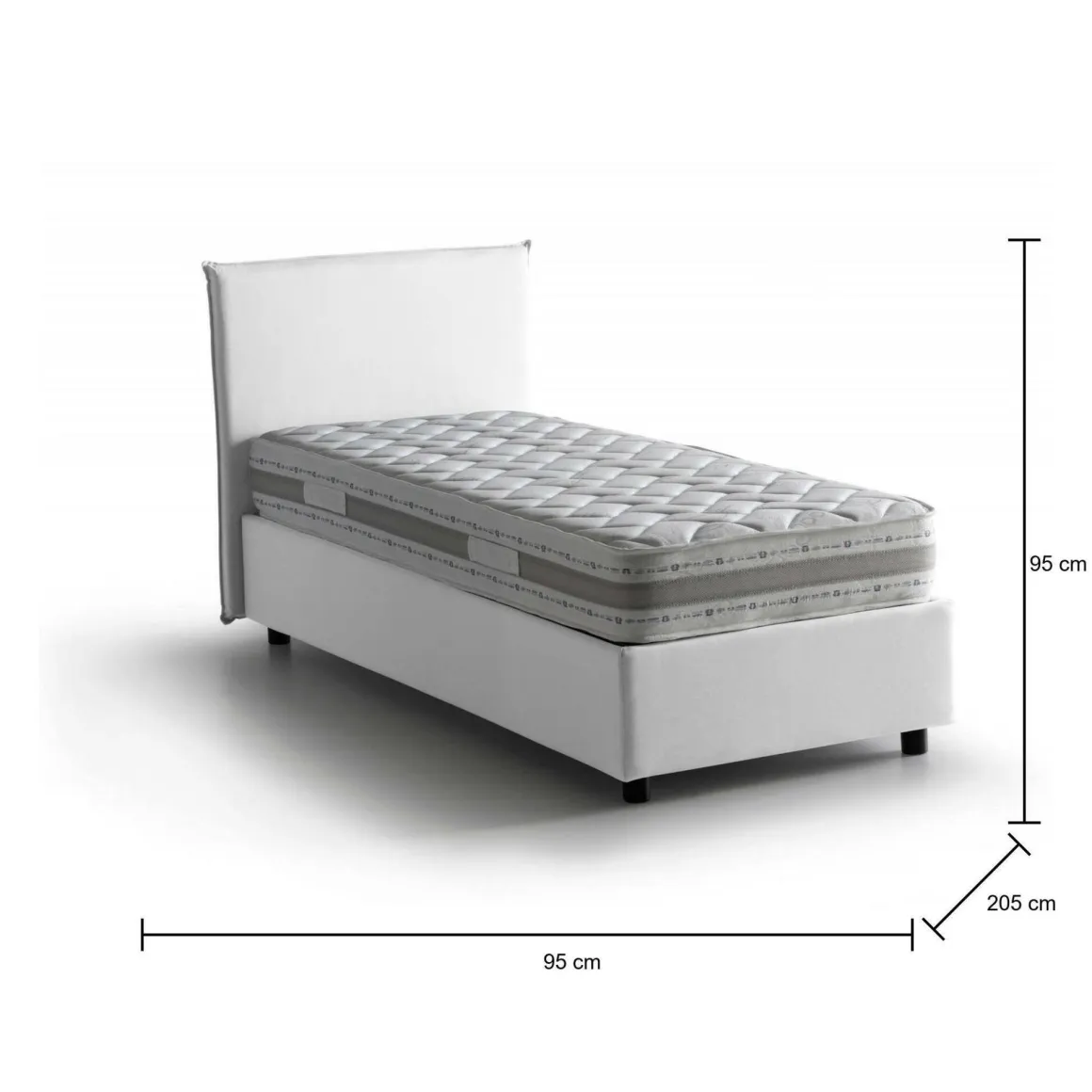 Letto 1 piazza contenitore bianco 95x205cm comfort - Astor
