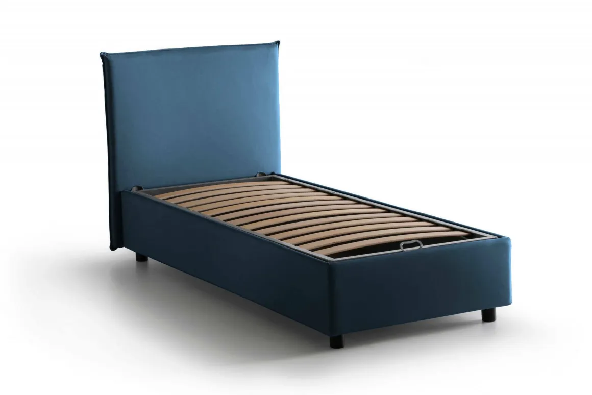 Letto 1 piazza contenitore blu 95x205cm adatto per materasso 190x80 cm - Astor