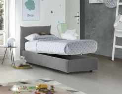 Letto 1 piazza contenitore grigio 110x215cm materasso incluso - Azeglio