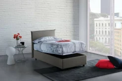 Letto 1 piazza contenitore grigio 95x205cm sfoderabile - Argentino