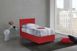 Letti Singoli|Letti Contenitore > Dmora Letto 1 piazza contenitore 105x205cm rivestimento in tessuto - Arminius Rosso