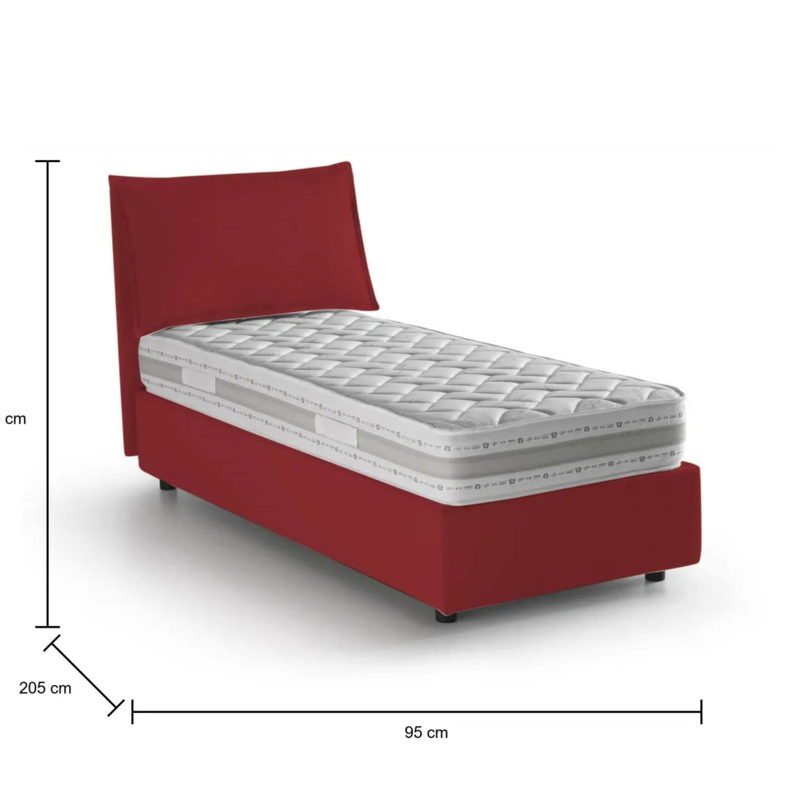 Letti Singoli|Letti Contenitore > Dmora Letto 1 piazza contenitore 95x205cm rete inclusa - Aquolina Rosso