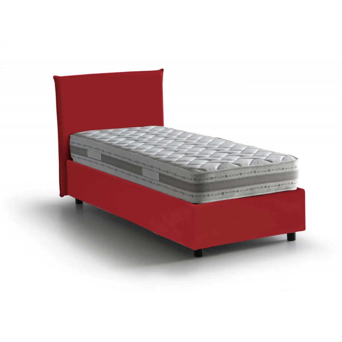 Letto 1 piazza contenitore rosso 95x205cm rivestimento in tessuto - Aquilla