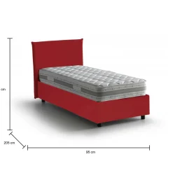Letto 1 piazza contenitore rosso 95x205cm rivestimento in tessuto - Aquilla