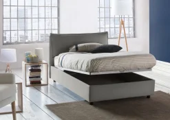 Letto piazza e mezza Abbygale, con materasso Cm 120x200 incluso, Grigio
