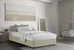 Letti Piazza E Mezza|Letti Contenitore > Dmora Letto piazza e mezza Abici, con materasso Cm 120x200 incluso, Beige