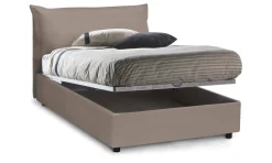 Letto piazza e mezza Aconito, con materasso Cm 120x200 incluso, Tortora