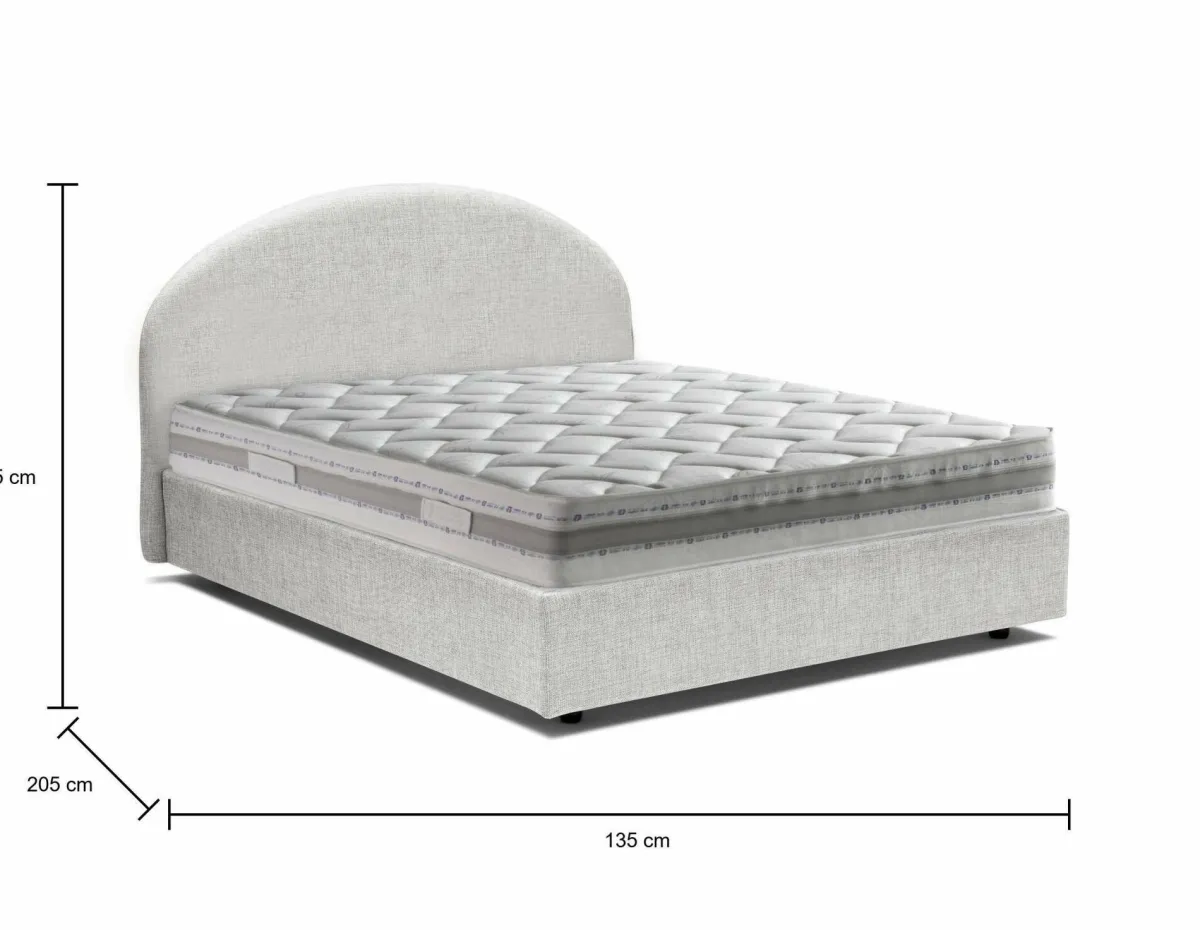 Letti Piazza E Mezza|Letti Contenitore > Dmora Letto piazza e mezza Acy, con materasso Cm 120x190 incluso, Bianco