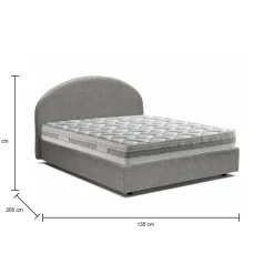 Letti Piazza E Mezza|Letti Contenitore > Dmora Letto piazza e mezza Acy, con materasso Cm 120x190 incluso, Tortora Grigio Tortora