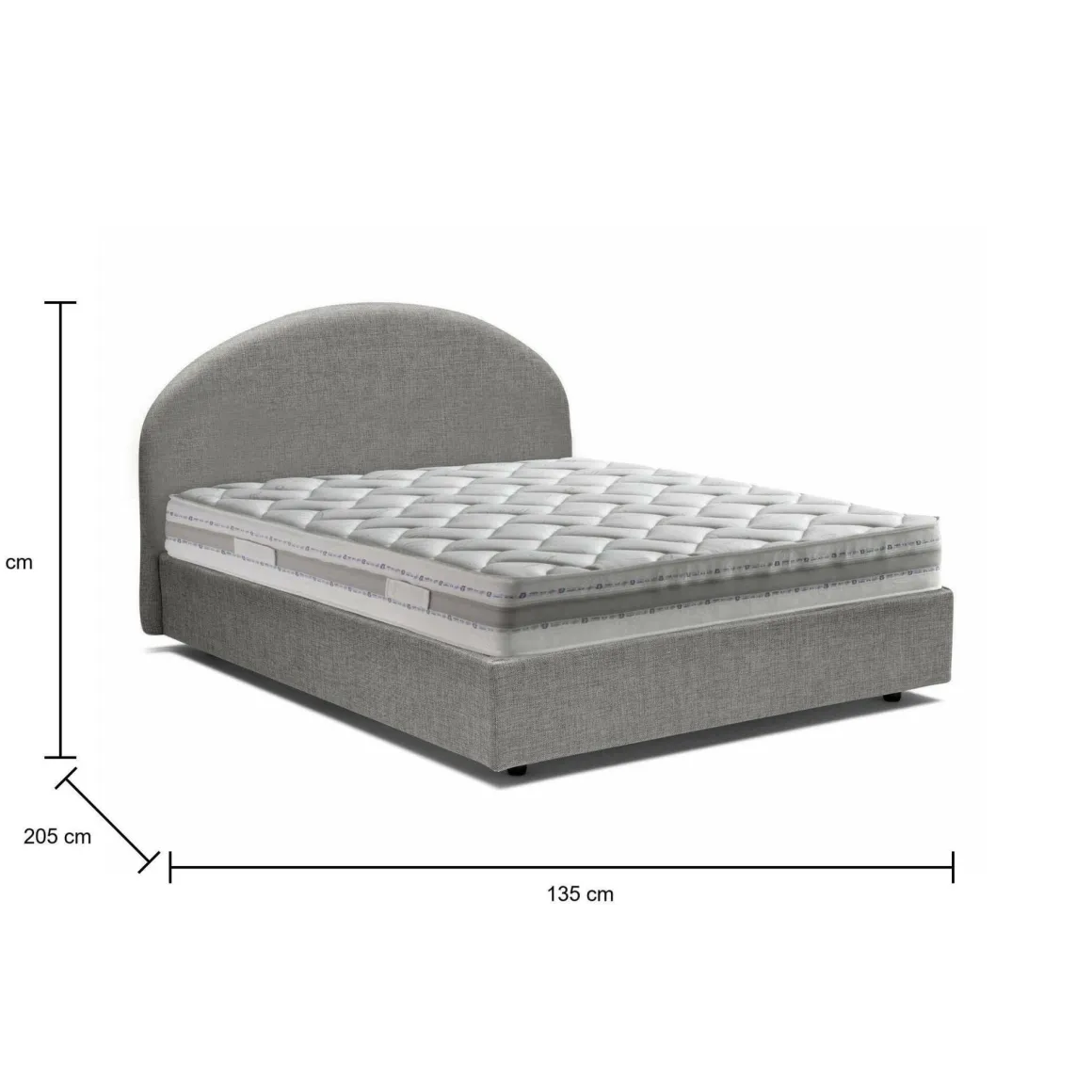 Letti Piazza E Mezza|Letti Contenitore > Dmora Letto piazza e mezza Acy, con materasso Cm 120x190 incluso, Tortora Grigio Tortora