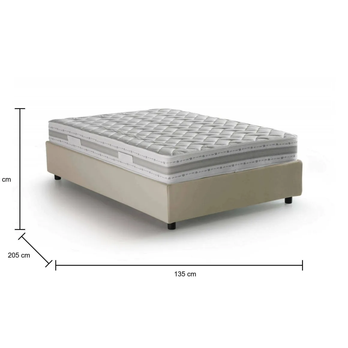 Letti Piazza E Mezza|Letti Contenitore > Dmora Letto piazza e mezza Aftis, con materasso Cm 120x190 incluso, Bianco