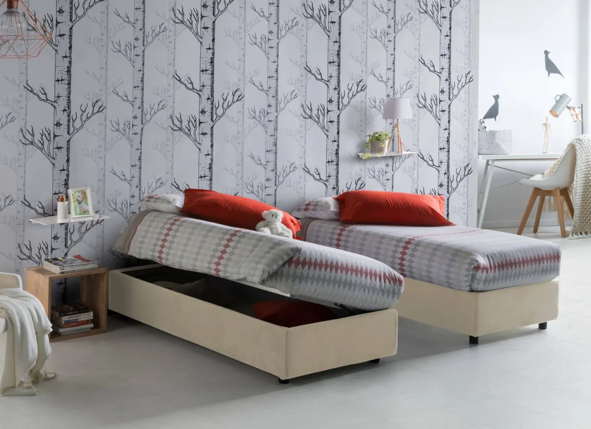 Letti Piazza E Mezza|Letti Contenitore > Dmora Letto piazza e mezza Aftis, con materasso Cm 120x190 incluso, Bianco
