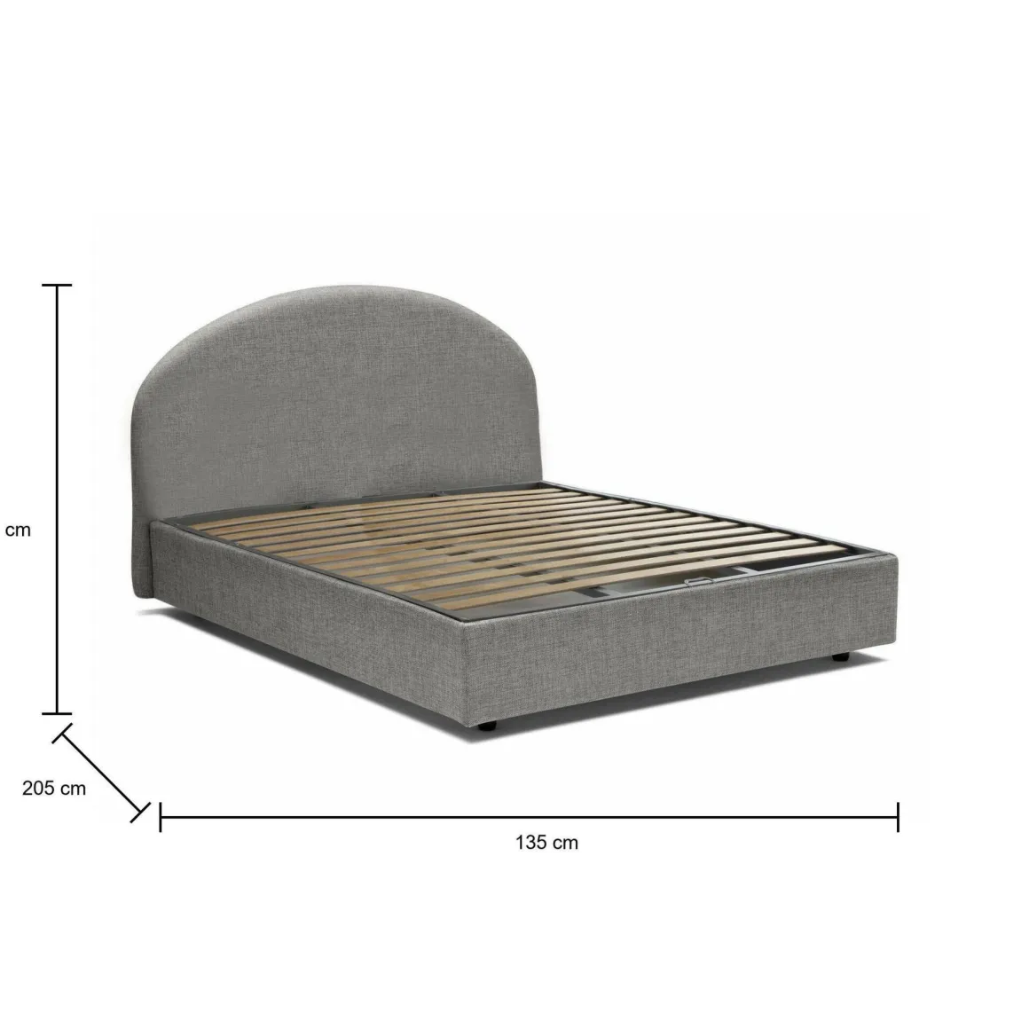 Letti Piazza E Mezza|Letti Contenitore > Dmora Letto piazza e mezza Akis, adatto per materasso Cm 120x190, Tortora Grigio Tortora