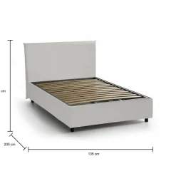 Letti Piazza E Mezza|Letti Contenitore > Dmora Letto piazza e mezza Alia, adatto per materasso Cm 120x190, Tortora Grigio Tortora