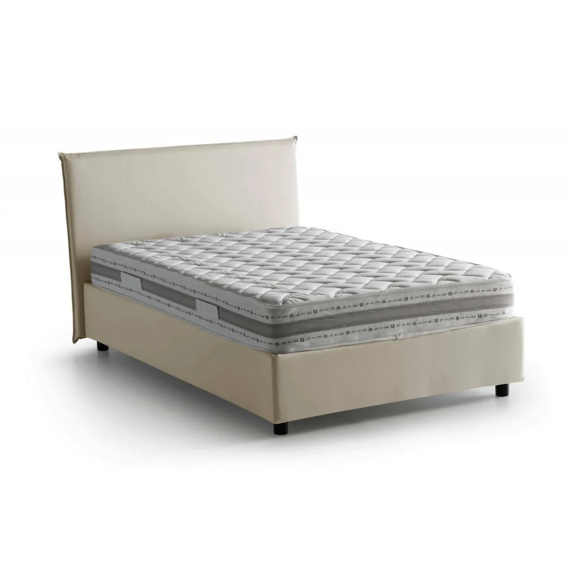 Letto piazza e mezza Alush, con materasso Cm 120x190 incluso, Beige