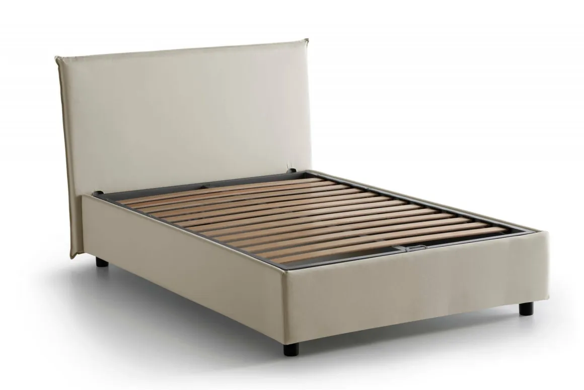 Letto piazza e mezza Alush, con materasso Cm 120x190 incluso, Beige