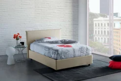 Letti Piazza E Mezza|Letti Contenitore > Dmora Letto piazza e mezza Alvino, con materasso Cm 120x200 incluso, Bianco