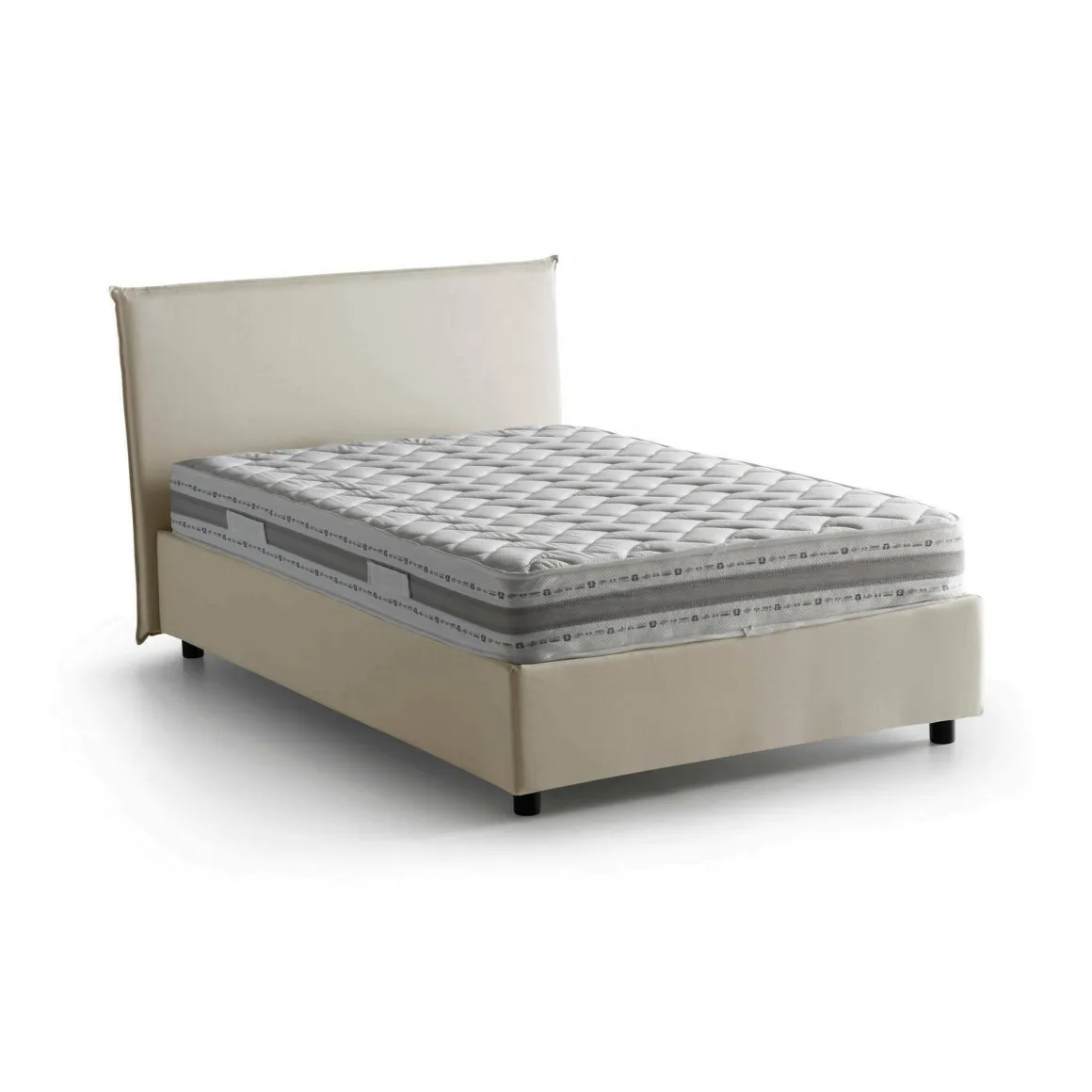 Letti Piazza E Mezza|Letti Contenitore > Dmora Letto piazza e mezza Alvino, con materasso Cm 120x200 incluso, Bianco