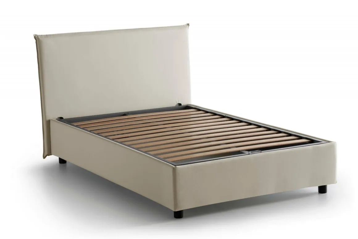 Letti Piazza E Mezza|Letti Contenitore > Dmora Letto piazza e mezza Alvino, con materasso Cm 120x200 incluso, Bianco