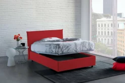 Letto piazza e mezza Alvino, con materasso Cm 120x200 incluso, Rosso