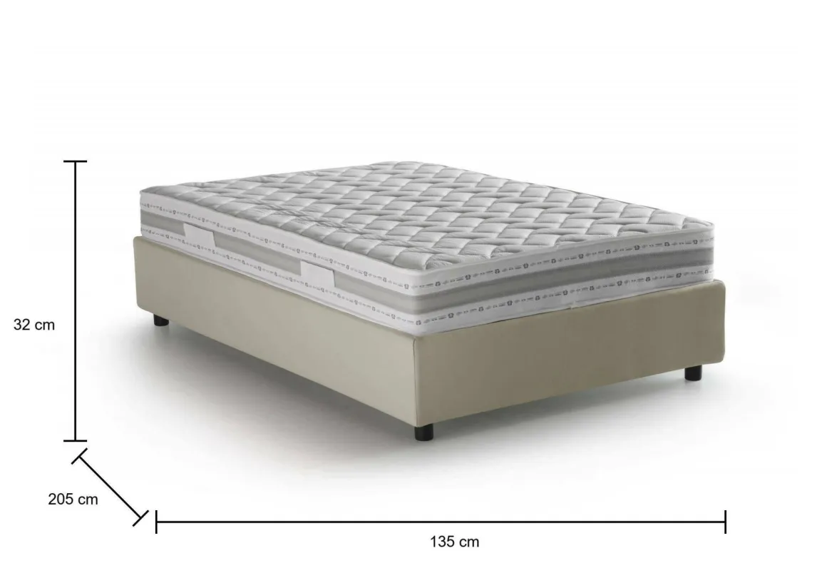 Letti Piazza E Mezza|Letti Contenitore > Dmora Letto piazza e mezza Alvise, con materasso Cm 120x190 incluso, Bianco