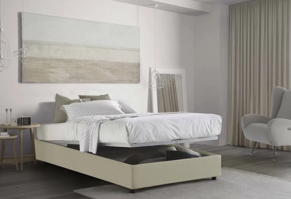 Letti Piazza E Mezza|Letti Contenitore > Dmora Letto piazza e mezza Alvise, con materasso Cm 120x190 incluso, Bianco
