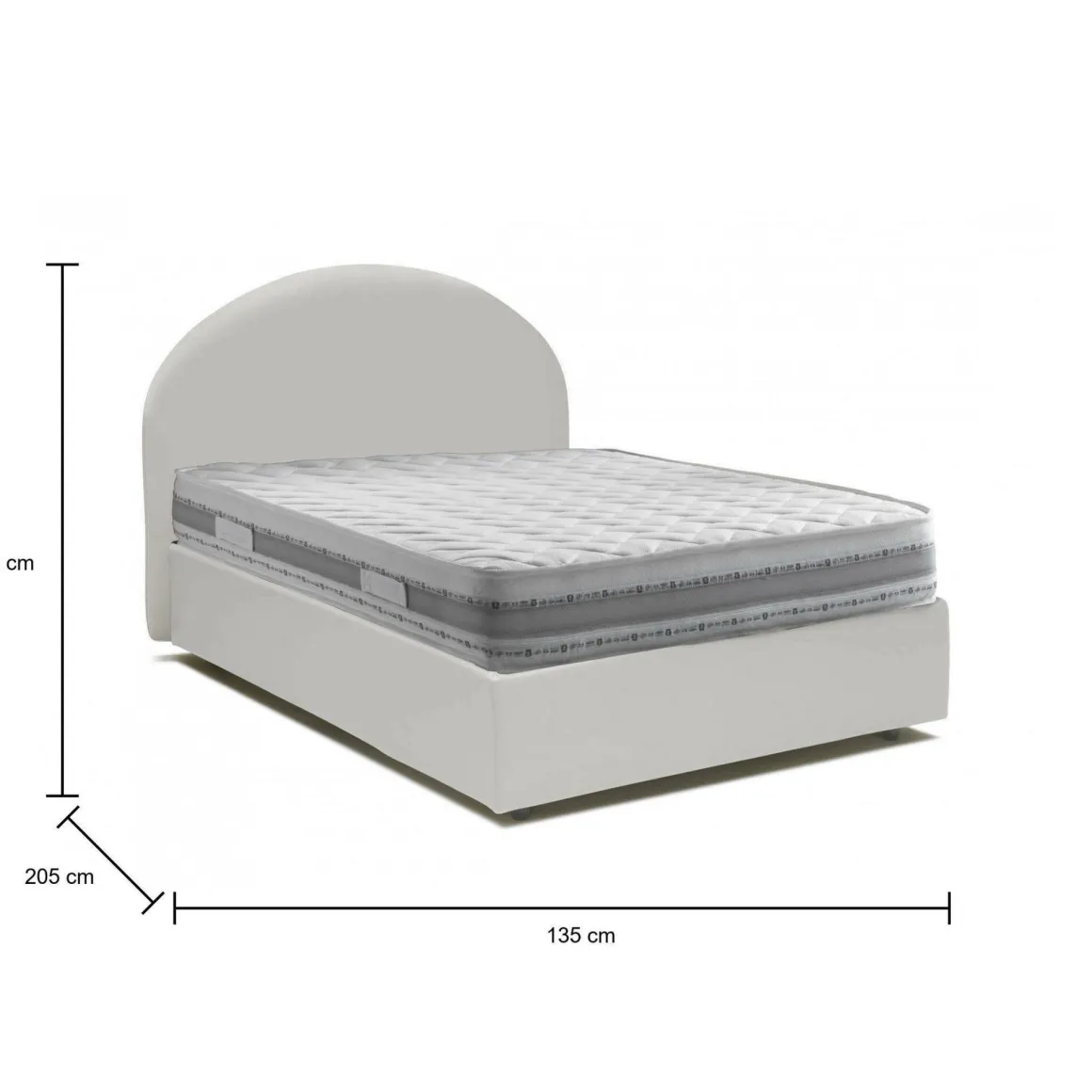Letti Piazza E Mezza|Letti Contenitore > Dmora Letto piazza e mezza Ambher, con materasso Cm 120x190 incluso, Tortora Grigio Tortora