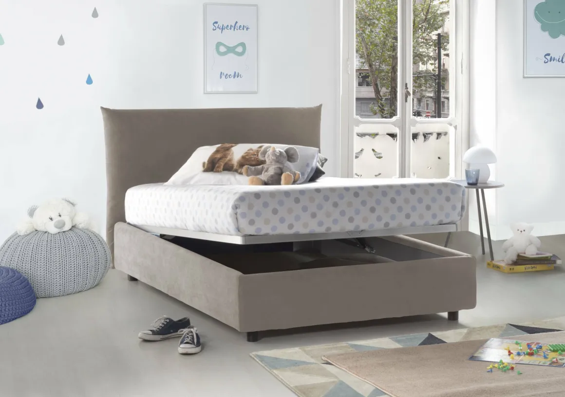 Letto piazza e mezza Amorino, adatto per materasso Cm 120x190, Tortora