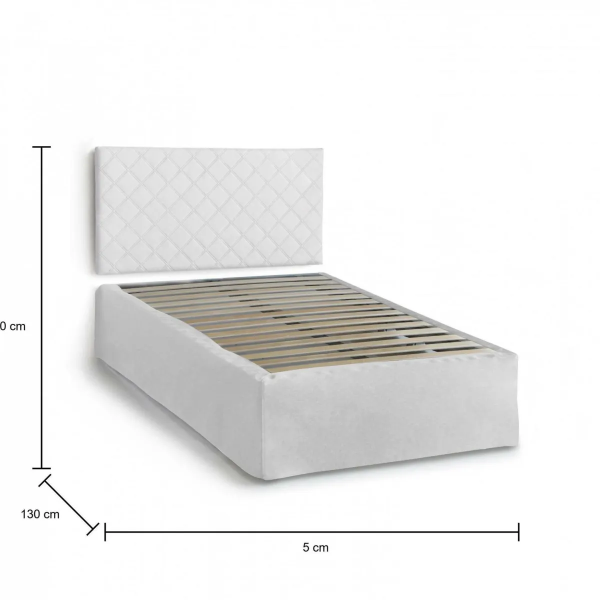 Letti Piazza E Mezza|Letti Piazza E Mezza > Dmora Letto piazza e mezza Anas, adatto a materasso da Cm 120x190, Bianco