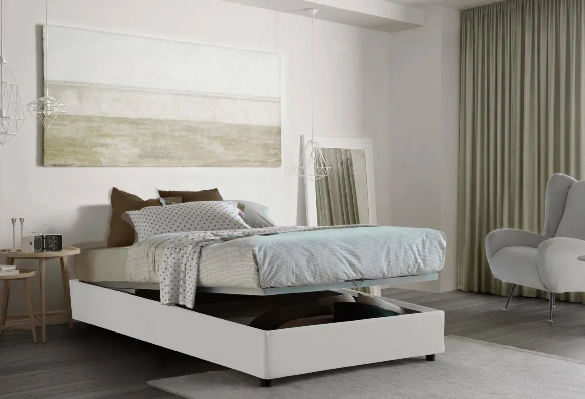 Letto piazza e mezza Andla, adatto per materasso Cm 120x200, Bianco