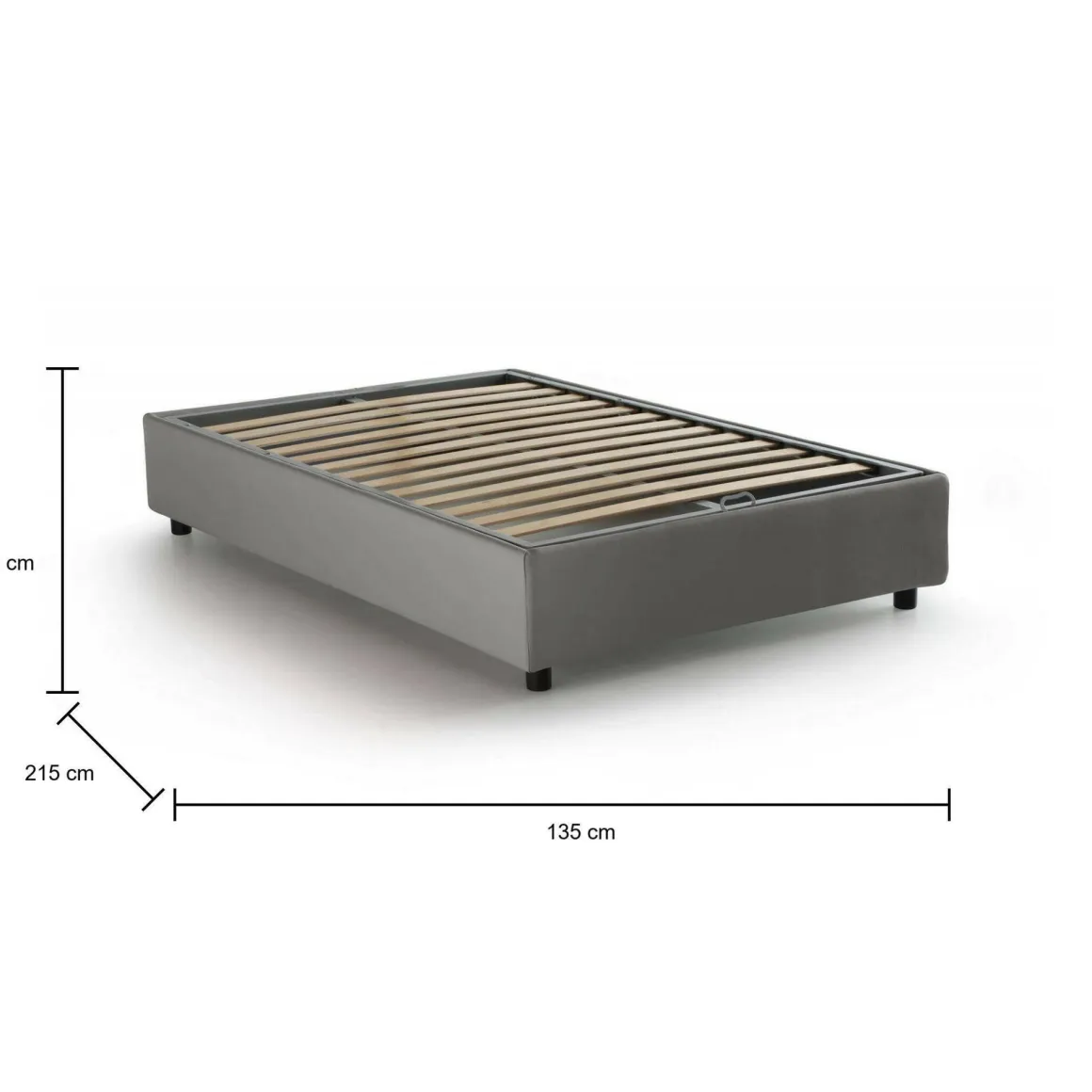 Letto piazza e mezza Andla, adatto per materasso Cm 120x200, Grigio