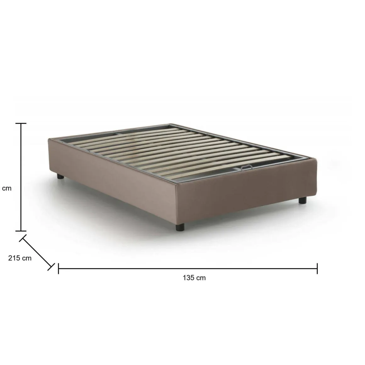 Letto piazza e mezza Andla, adatto per materasso Cm 120x200, Tortora