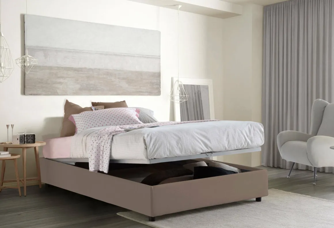 Letto piazza e mezza Andla, adatto per materasso Cm 120x200, Tortora