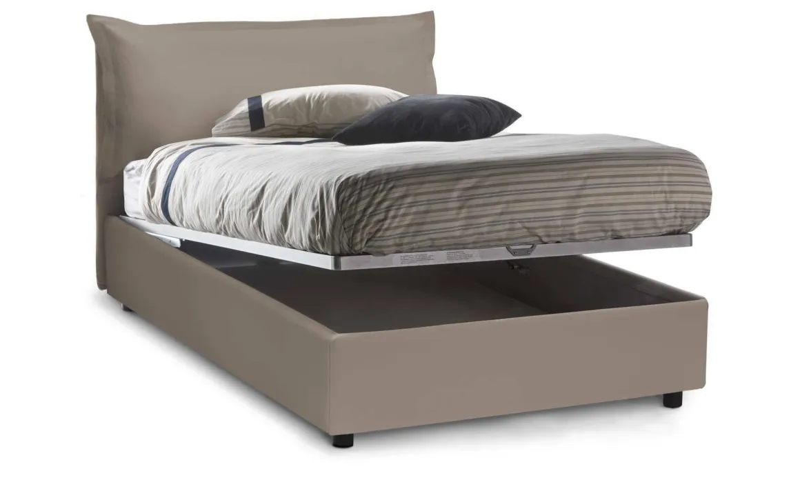 Letto piazza e mezza Andora, adatto per materasso Cm 120x200, Tortora