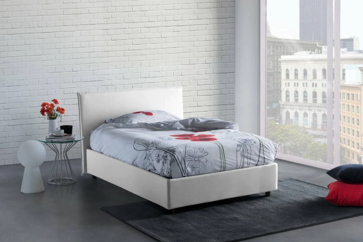 Letto piazza e mezza Anissa, adatto per materasso Cm 120x200, Bianco