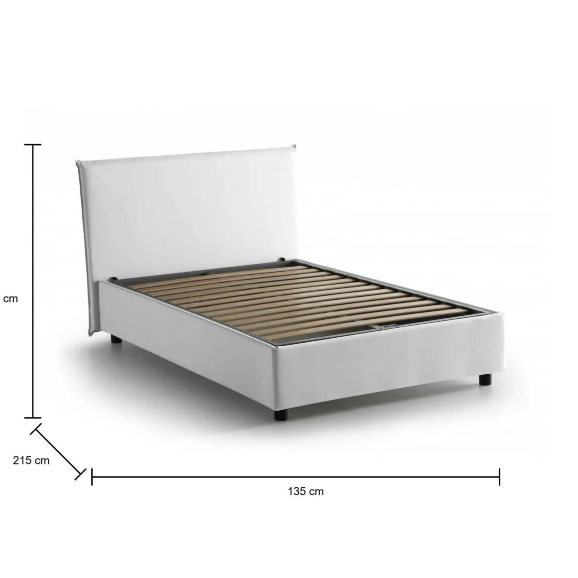 Letto piazza e mezza Anissa, adatto per materasso Cm 120x200, Bianco