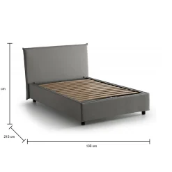 Letto piazza e mezza Anissa, adatto per materasso Cm 120x200, Grigio