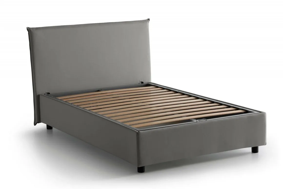 Letto piazza e mezza Anissa, adatto per materasso Cm 120x200, Grigio