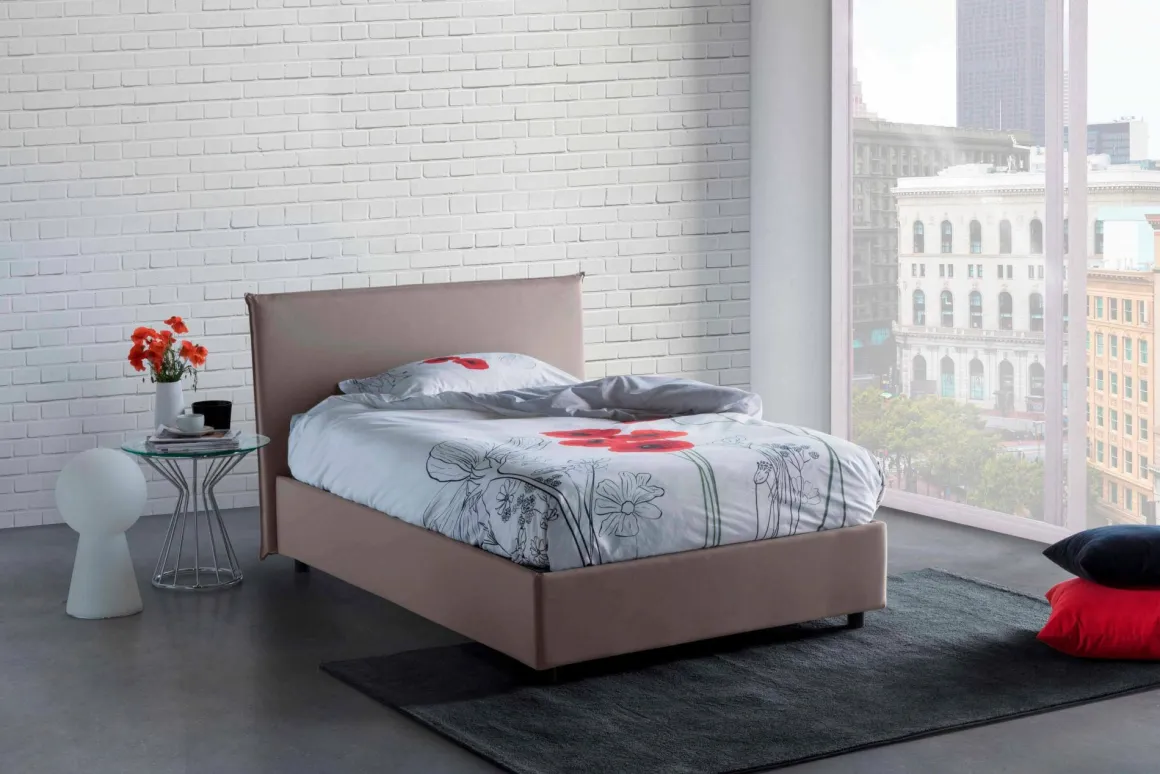 Letto piazza e mezza Anissa, adatto per materasso Cm 120x200, Tortora