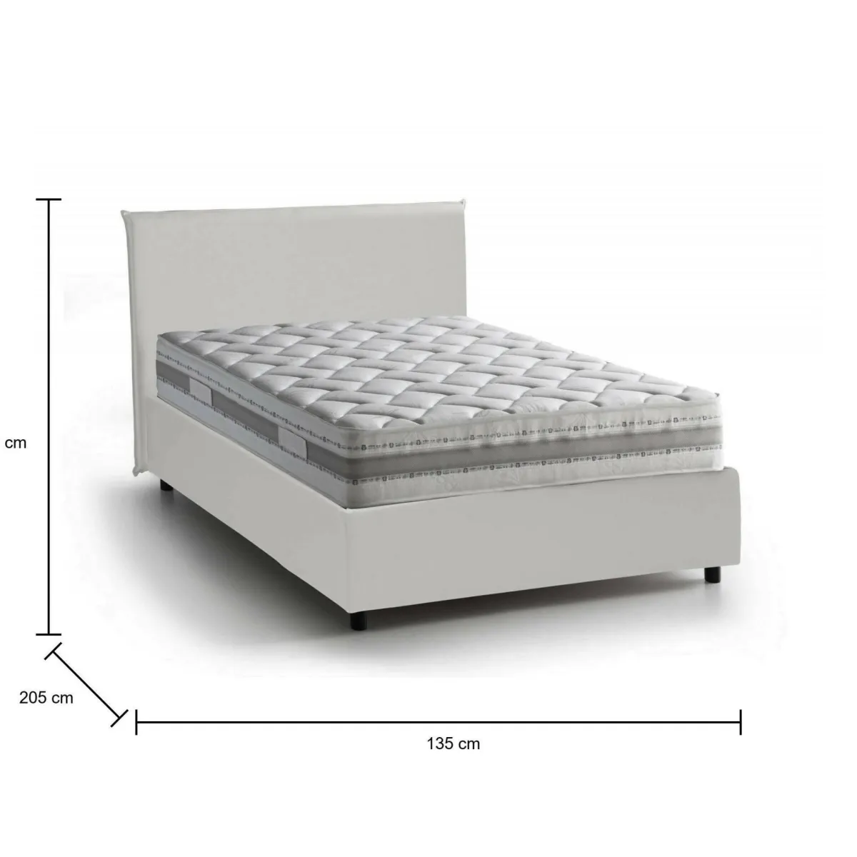 Letti Piazza E Mezza|Letti Contenitore > Dmora Letto piazza e mezza Ante, con materasso Cm 120x190 incluso, Bianco