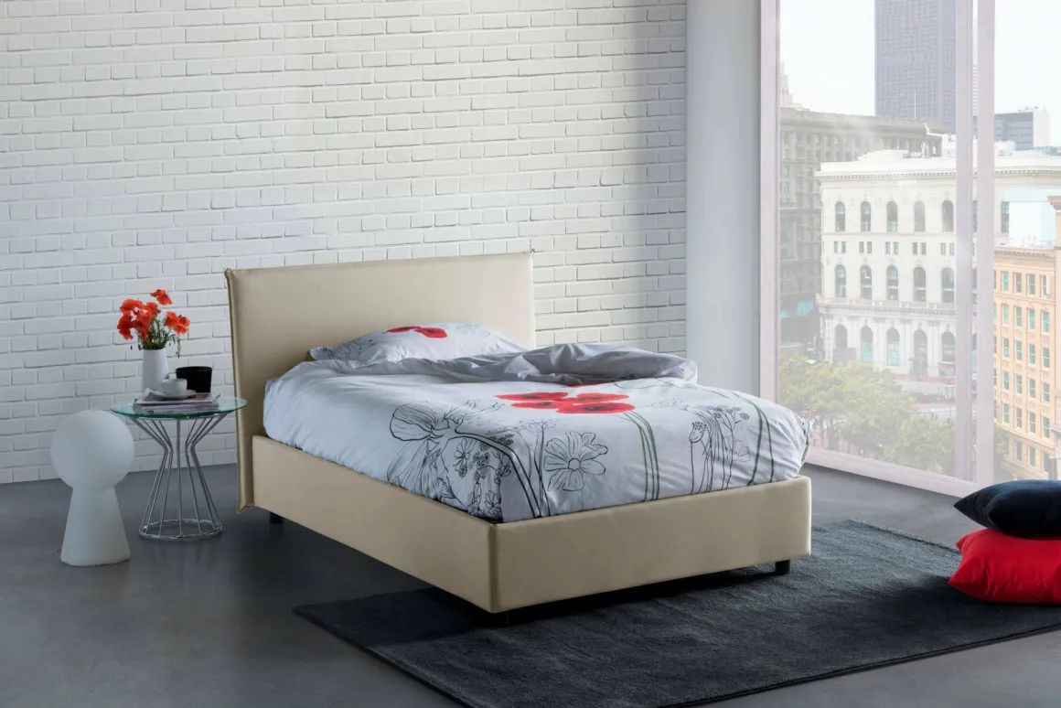 Letto piazza e mezza Anyta, adatto per materasso Cm 120x190, Beige