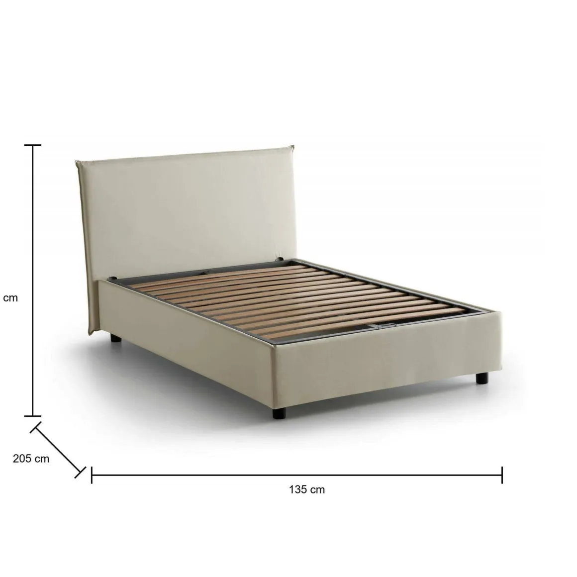 Letto piazza e mezza Anyta, adatto per materasso Cm 120x190, Beige