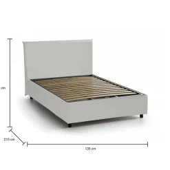 Letto piazza e mezza April, adatto per materasso Cm 120x200, Bianco