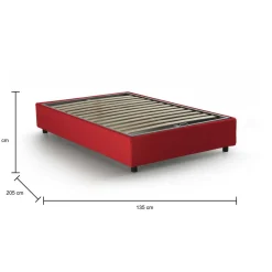 Letto piazza e mezza Ariba, adatto per materasso Cm 120x190, Rosso