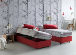 Letto piazza e mezza Ariba, adatto per materasso Cm 120x190, Rosso