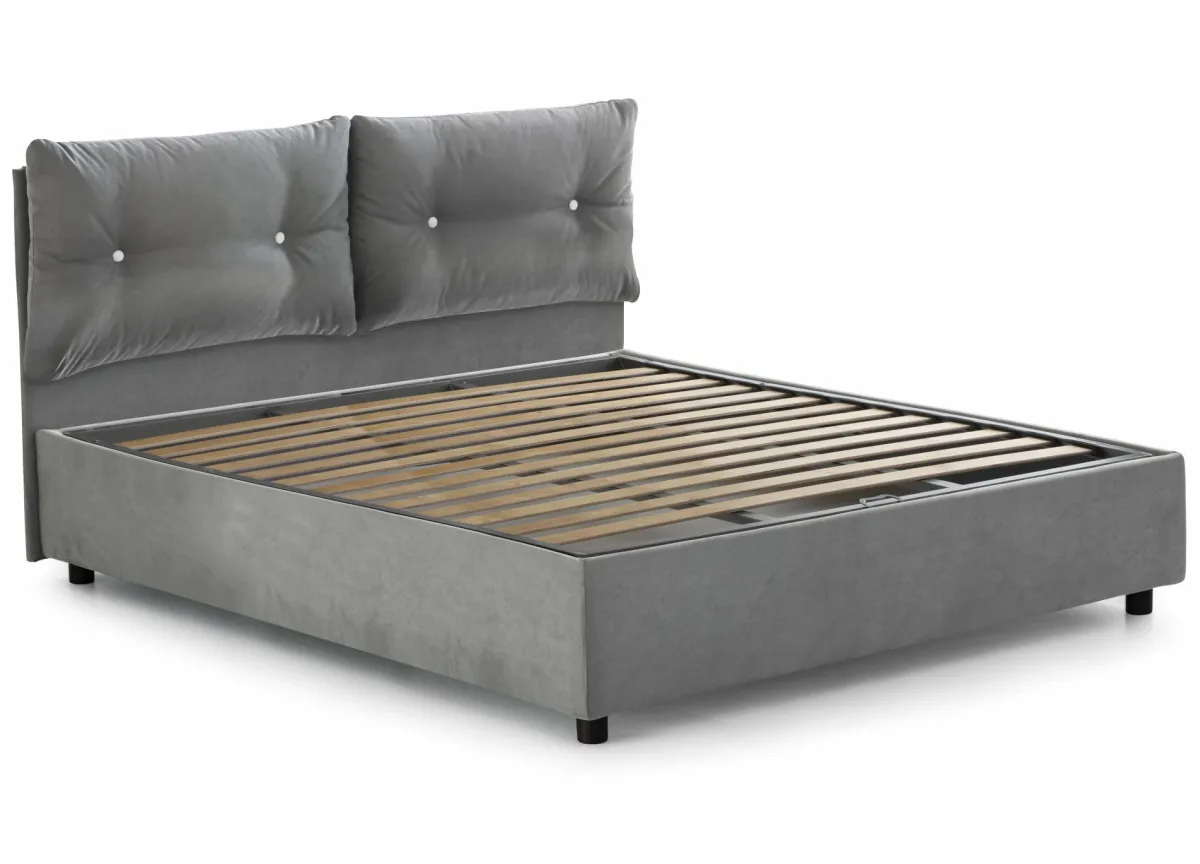Letti Piazza E Mezza|Letti Contenitore > Dmora Letto piazza e mezza Arieta, con materasso Cm 120x190 incluso, Grigio
